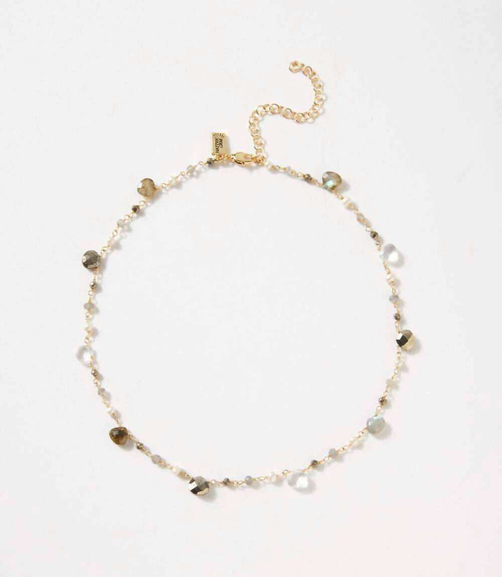 NEW NATIVE GEM women's beaded gemstone necklace in metallic
